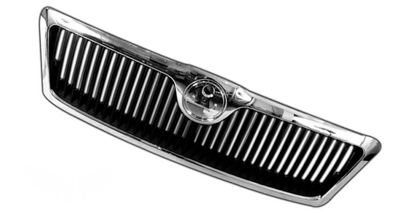 Решітка в капоті Skoda Octavia A5 2005-2009 (Хромированная чорна комплект)