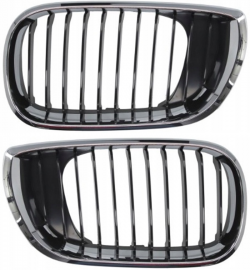 Решітка радіатора в капоті BMW 3 E46 2001-2005 (Хром-Рант . Ребра-чорні)